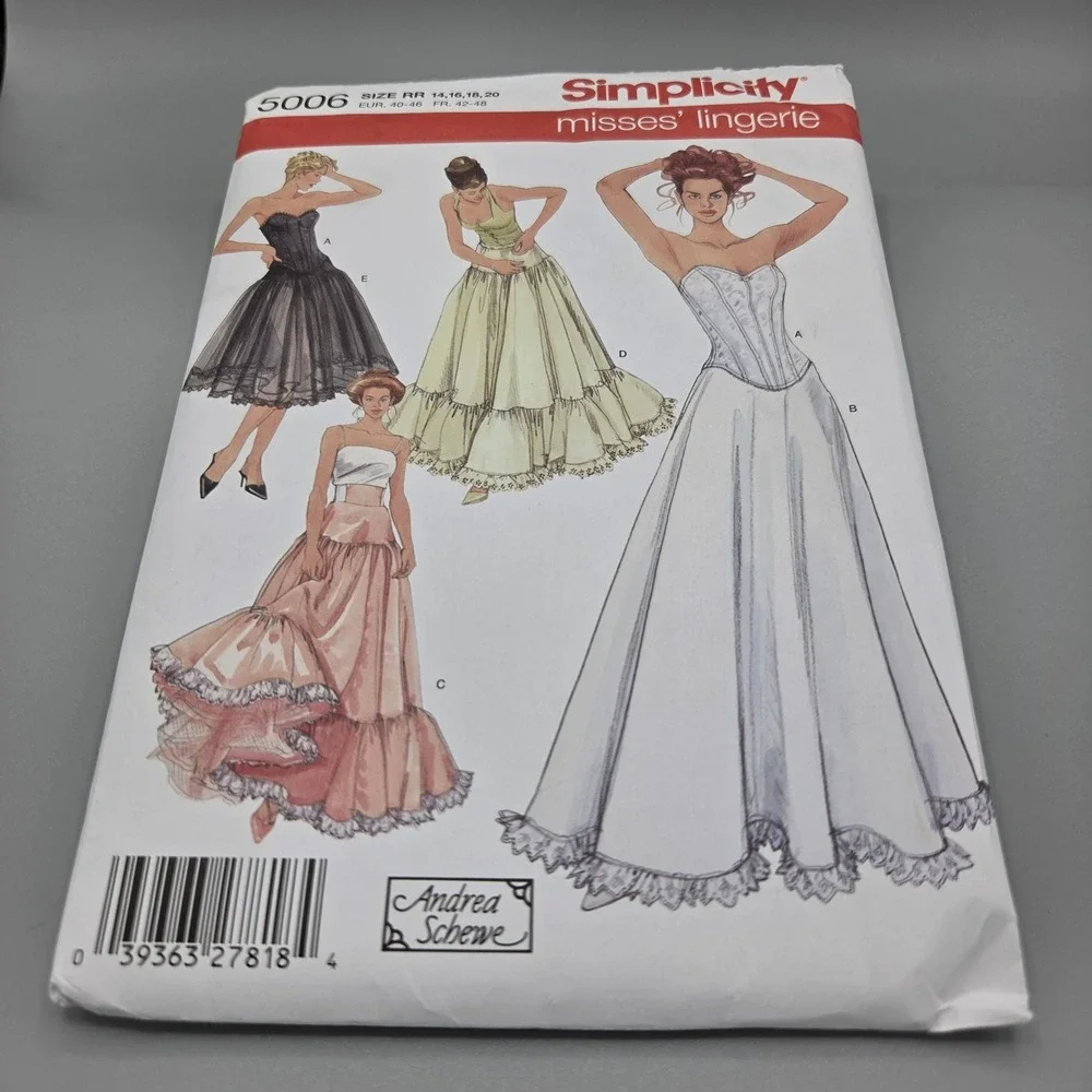 Simplicity 5006 Andrea Schewe Corset Petticoat Sewing Pattern Size 14-20 RR